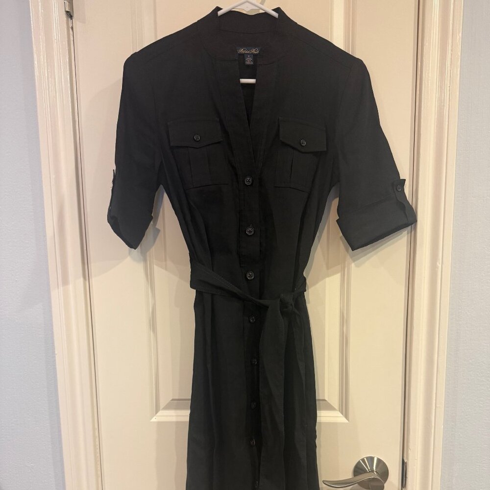 Brooks Brothers Stretch Linen Belted Dress